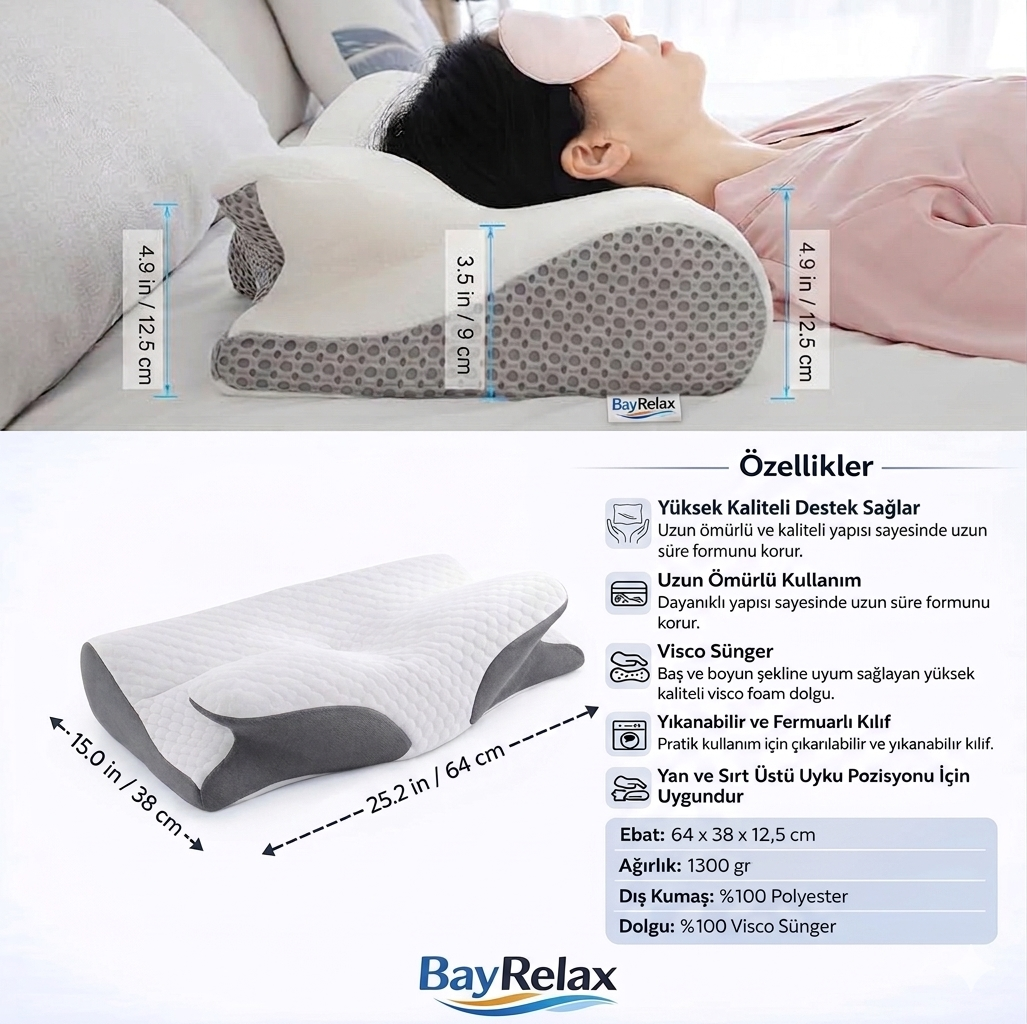 BayRelax™ Hafızalı Ağrı Giderici Ortopedik Yastık